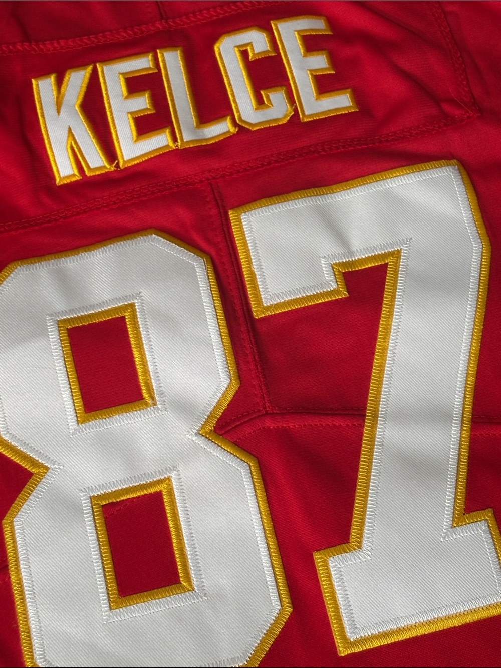Nike Red and White #87 Football Jersey - Picture 6 of 7